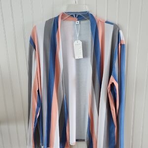Striped Open Front Cardigan